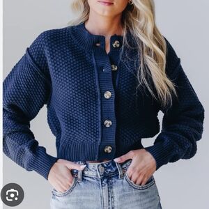 Free People Lila Cardigan in Sky Captain  XS NWT